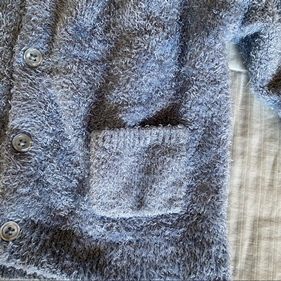 Plush Baby Sweater Cardigan Fuzzy Button Down Cozy Warm Blue Preppy 12 months - Picture 4 of 4